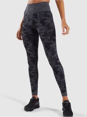 Gymshark Adapt Camo Seamless Legging black gray size small